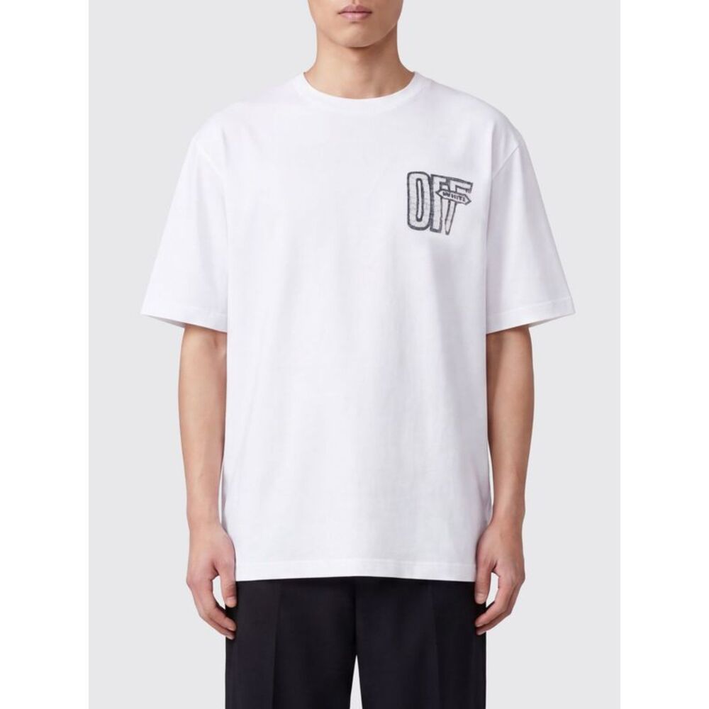 Off-White Men Off-White Cotton T-Shirt With Contrasting Logo And Arrow Print